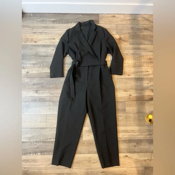 Karen Millen Tailored Black Belted Jumpsuit | Blazer Style | Elegant Workwear - Picture 4 of 10
